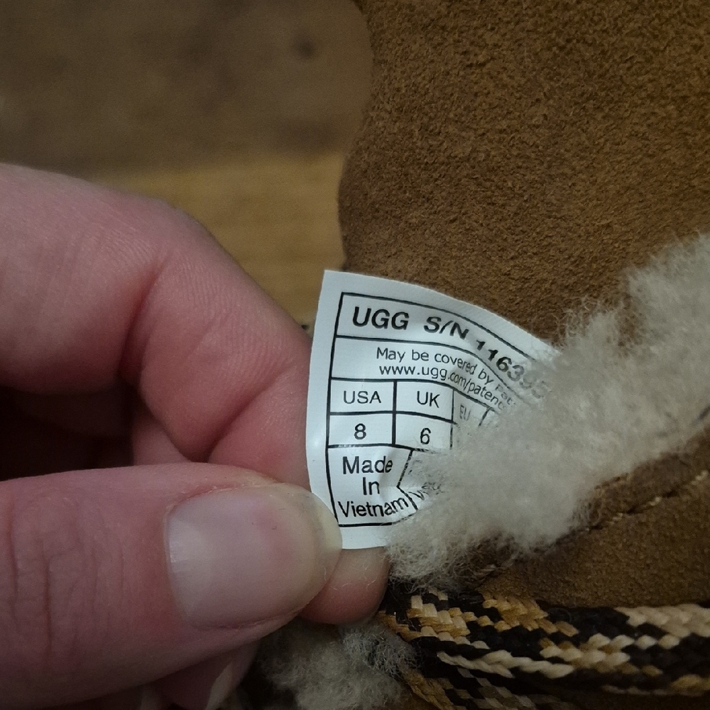 UGG Tan and Cream Lace-Up Shearling Boots - Picture 3 of 4